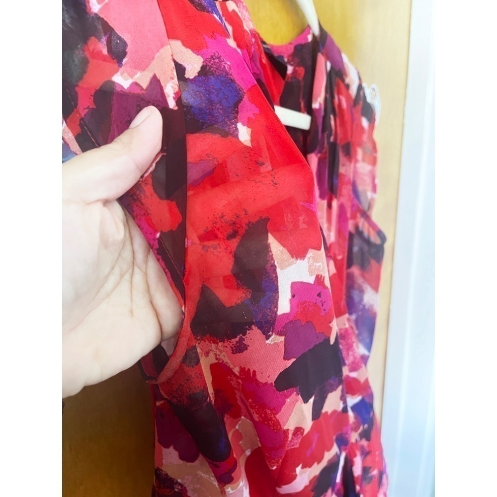 Banana Republic Floral Chiffon Wrap Peplum Blouse V Neck Size S - Picture 5 of 6
